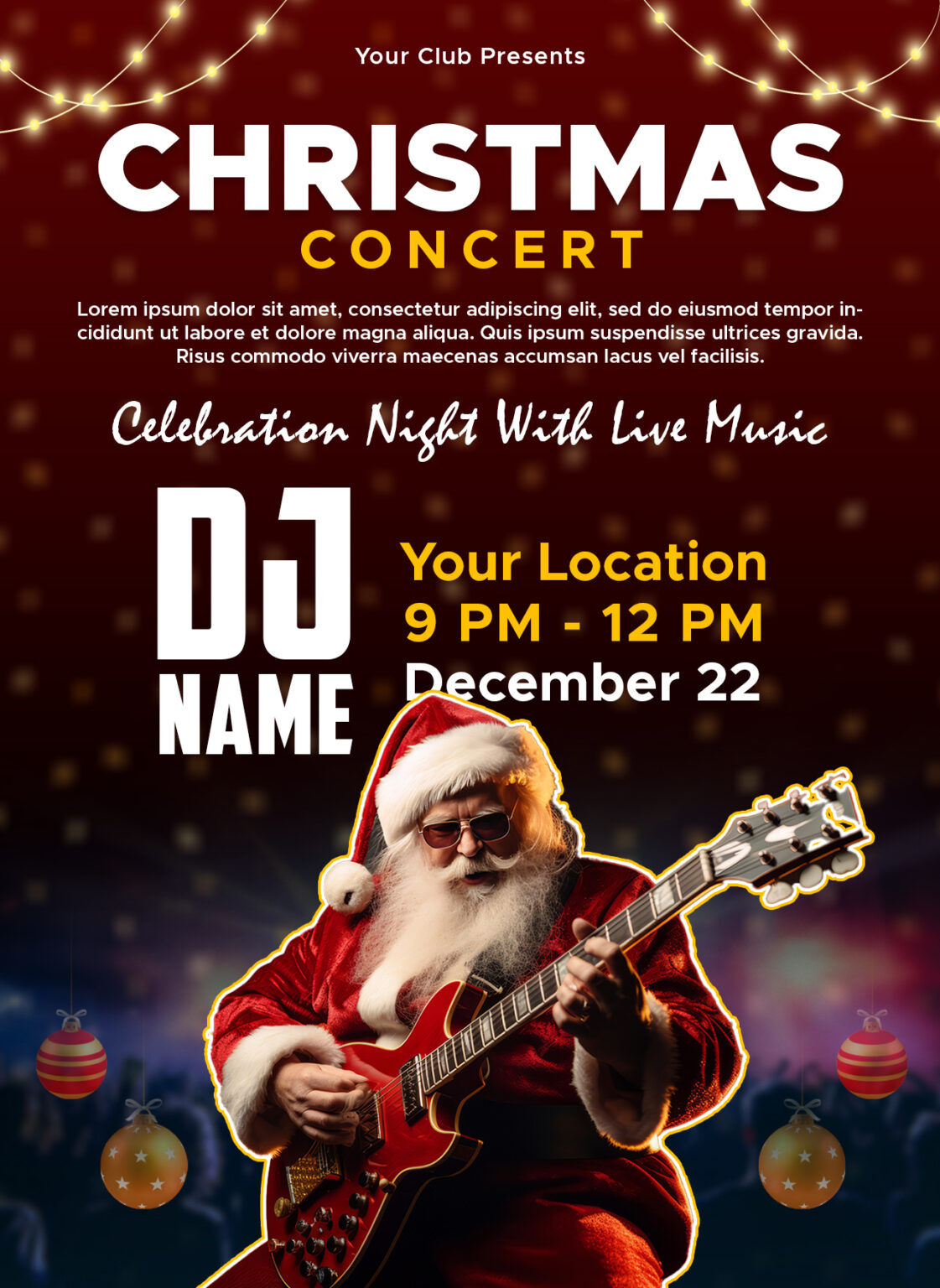 Free Christmas Concert Poster Template - FreeGraphica