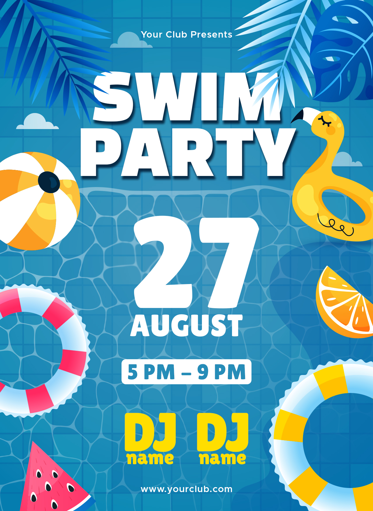 Free Swim Party Flyer Template